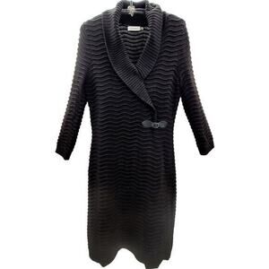 Calvin Klein Vintage Knit Side Buckle Shawl Collar Long‎ Sleeve Bodycon Dress